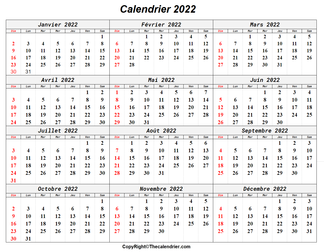 Calendrier 2022 Avec Semaines