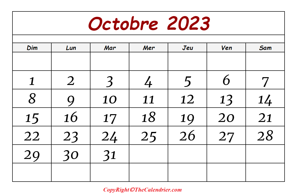 Calendrier Lunaire Octobre 2023