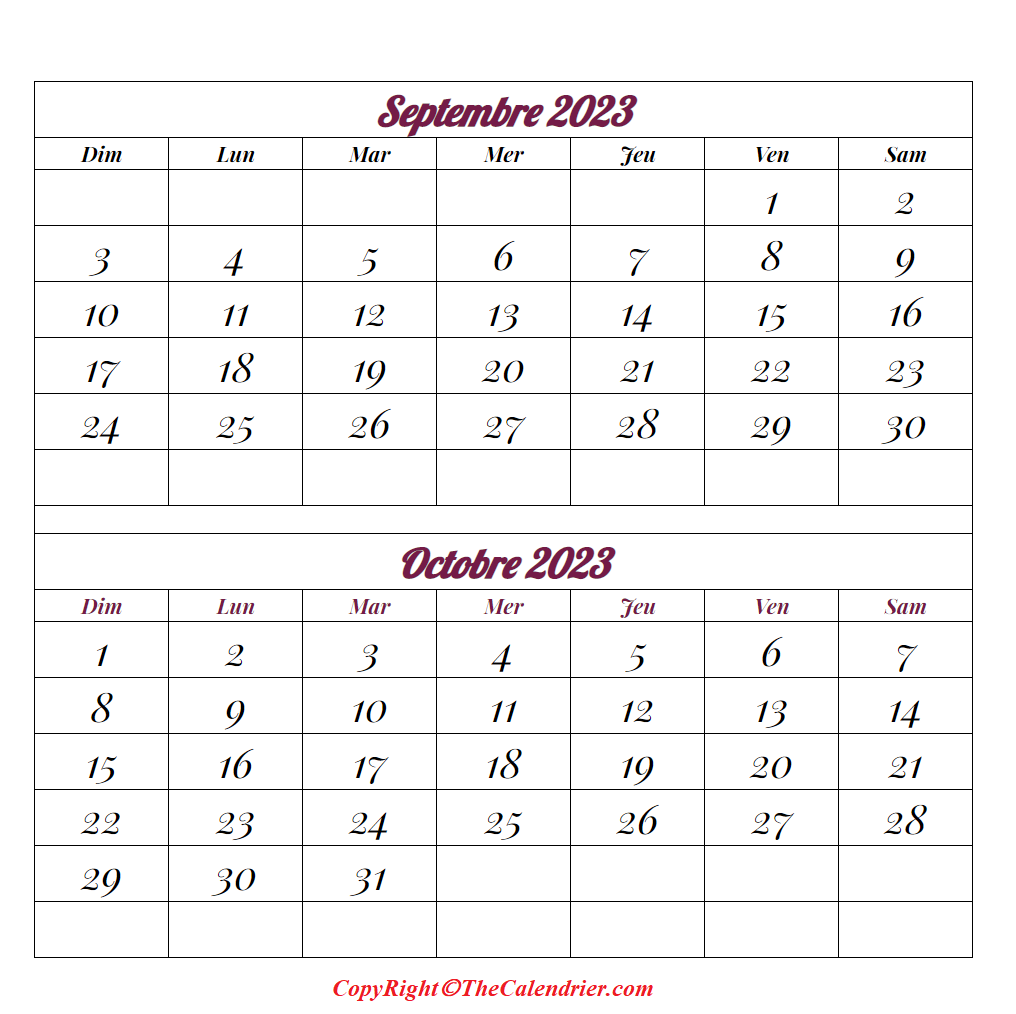 Septembre Octobre 2023 Calendrier The Calendrier Septembre Octobre 2023 Calendrier The Calendrier