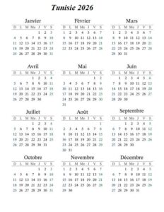 Calendrier 2026 Tunisie PDF The Calendrier