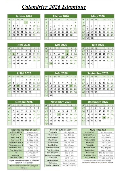 Calendrier Musulman 1445